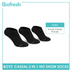 Biofresh Boys’ Antimicrobial Cotton Lite Thin Casual No Show Socks 3 pairs in a pack RBCKFG42