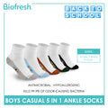 Biofresh Boys’ Antimicrobial Cotton Lite Casual Ankle Socks 5 pairs in 1 pack RBCKG1F