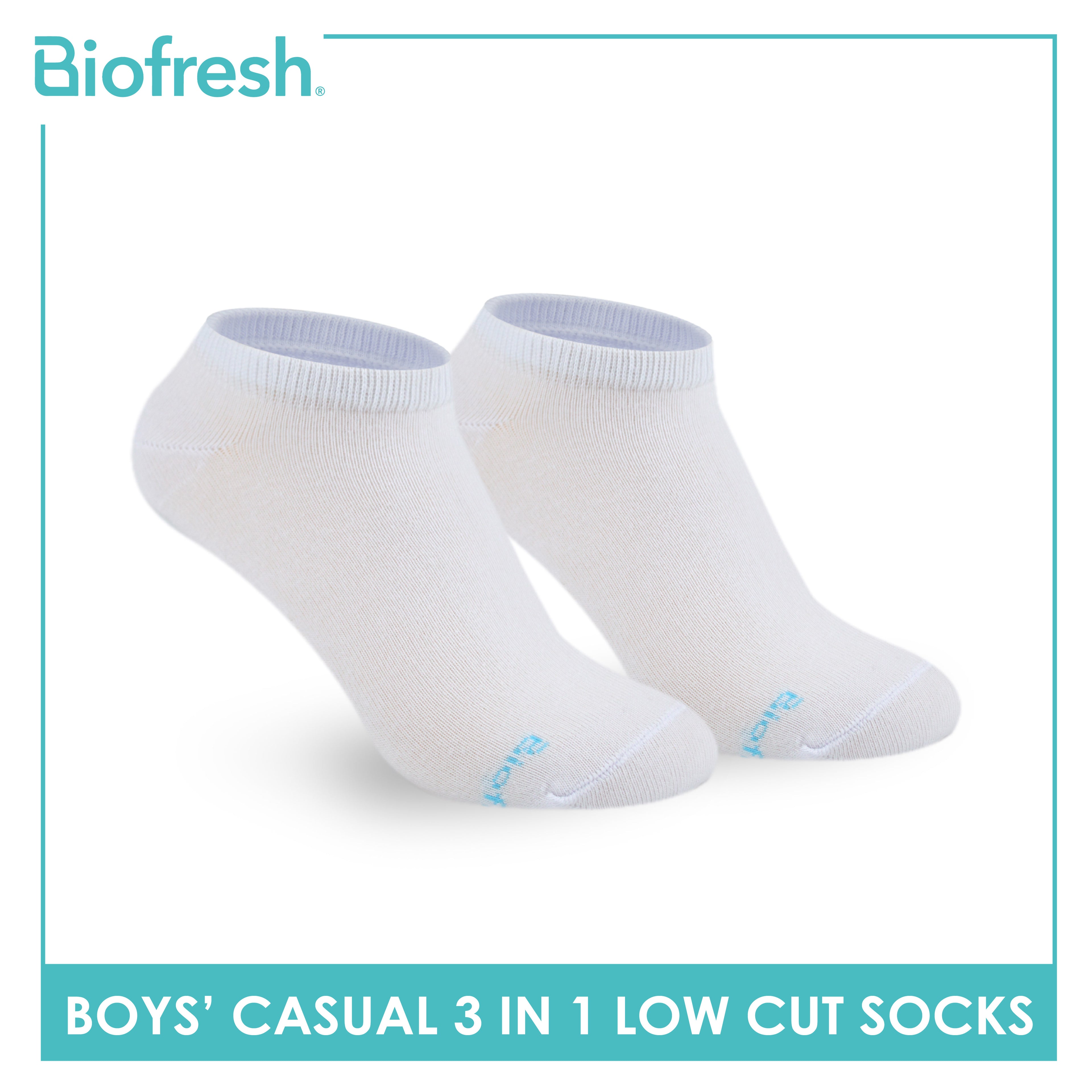 Biofresh Boys’ Antimicrobial Cotton Lite Thin Casual Low Cut Socks 3 pairs in a pack RBCKG54