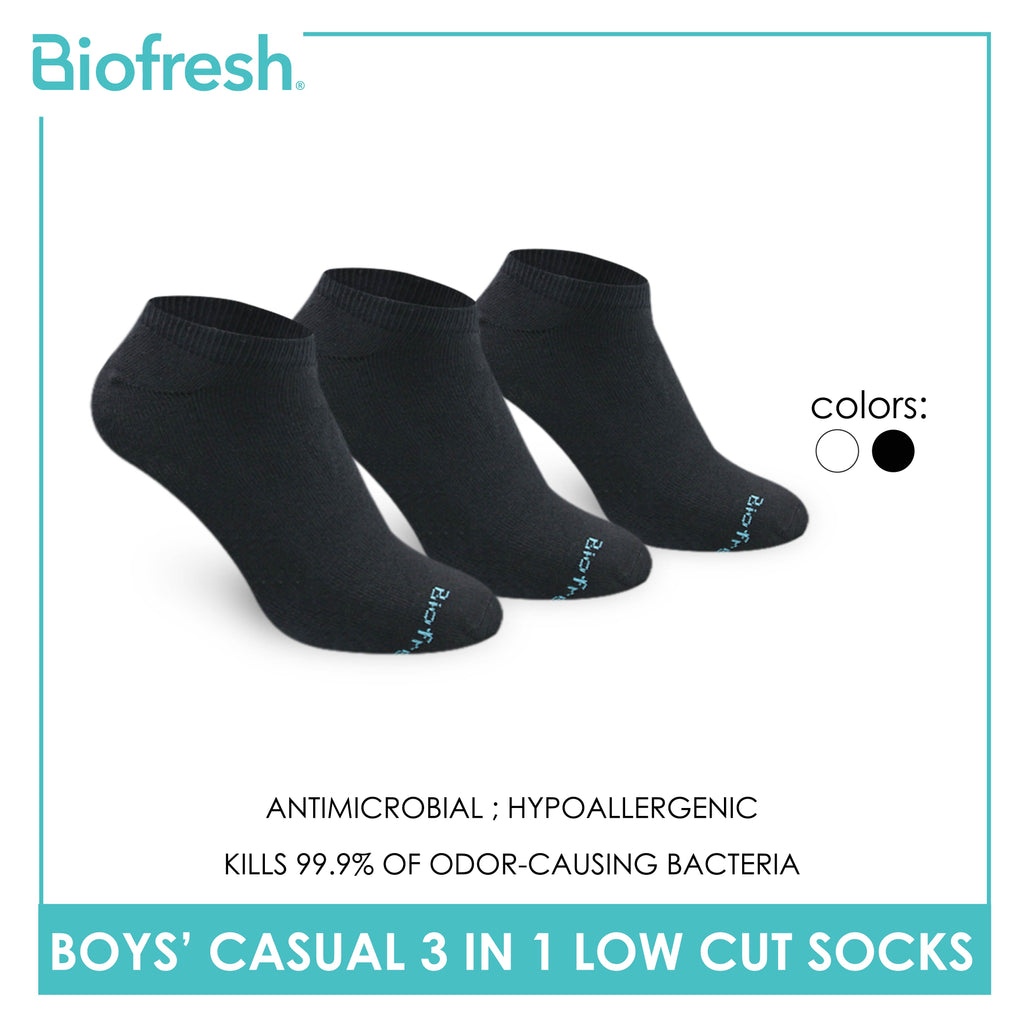 Biofresh Boys’ Antimicrobial Cotton Lite Thin Casual Low Cut Socks 3 pairs in a pack RBCKG54