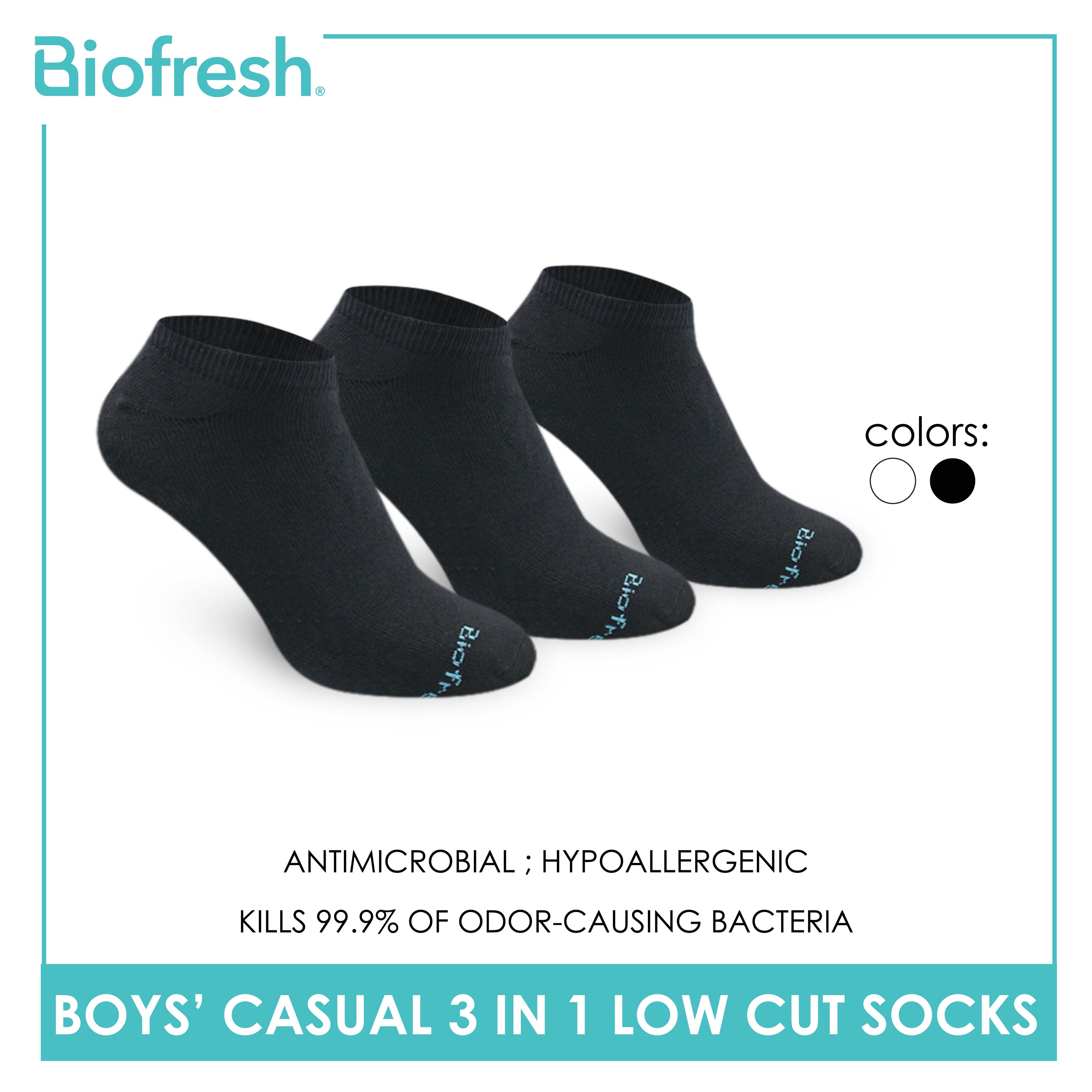 Biofresh Boys’ Antimicrobial Cotton Lite Thin Casual Low Cut Socks 3 pairs in a pack RBCKG54