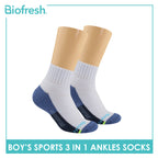 Biofresh Boys' Antimicrobial Cotton Ankle Thick Sports Socks 3 pairs in a pack RBSKG39