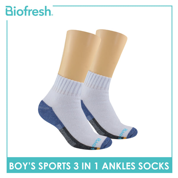 Biofresh Boys' Antimicrobial Cotton Ankle Thick Sports Socks 3 pairs in a pack RBSKG39