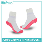 Biofresh Girls’ Antimicrobial Cotton Thin Casual Ankle Socks 3 pairs in a pack RGCKG62
