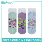 Biofresh Girls’ Antimicrobial Cotton Thin Casual Ankle Socks 3 pairs in a pack RGCKG64