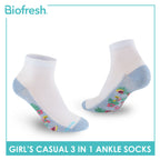 Biofresh Girls’ Antimicrobial Cotton Thin Casual Ankle Socks 3 pairs in a pack RGCKG64
