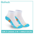 Biofresh Girls’ Antimicrobial Cotton Thin Casual Ankle Socks 3 pairs in a pack RGCKG65