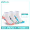 Biofresh Girls’ Antimicrobial Cotton Thin Casual Ankle Socks 3 pairs in a pack RGCKG65