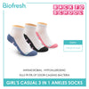 Biofresh Girls’ Antimicrobial Cotton Thin Casual Ankle Socks 3 pairs in a pack RGCKG67