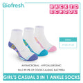 Biofresh Girls’ Antimicrobial Cotton Thin Casual Ankle Socks 3 pairs in 1 pack RGCKG68