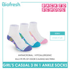 Biofresh Girls’ Antimicrobial Cotton Thin Casual Ankle Socks 3 pairs in 1 pack RGCKG68