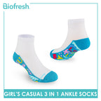 Biofresh Girls’ Antimicrobial Cotton Thin Casual Ankle Socks 3 pairs in 1 pack RGCKG68