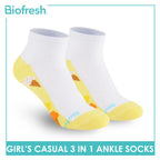 Biofresh Girls’ Antimicrobial Cotton Thin Casual Ankle Socks 3 pairs in 1 pack RGCKG69