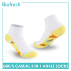 Biofresh Girls’ Antimicrobial Cotton Thin Casual Ankle Socks 3 pairs in 1 pack RGCKG69