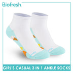 Biofresh Girls’ Antimicrobial Cotton Thin Casual Ankle Socks 3 pairs in 1 pack RGCKG69