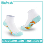 Biofresh Girls’ Antimicrobial Cotton Thin Casual Ankle Socks 3 pairs in 1 pack RGCKG69