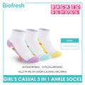 Biofresh Girls’ Antimicrobial Cotton Thin Casual Ankle Socks 3 pairs in 1 pack RGCKG69