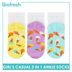 Biofresh Girls’ Antimicrobial Cotton Thin Casual Ankle Socks 3 pairs in 1 pack RGCKG69