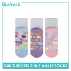 Biofresh Girls’ Antimicrobial Cotton Thick Sports Ankle Socks 3 pairs in 1 pack RGSKG28