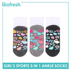 Biofresh Girls’ Antimicrobial Cotton Thick Sports Ankle Socks 3 pairs in 1 pack RGSKG28