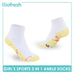 Biofresh Girl's Antimicrobial Cotton Thick Sports Ankle Socks 3 pairs in 1 pack RGSKG29
