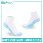 Biofresh Girl's Antimicrobial Cotton Thick Sports Ankle Socks 3 pairs in 1 pack RGSKG29