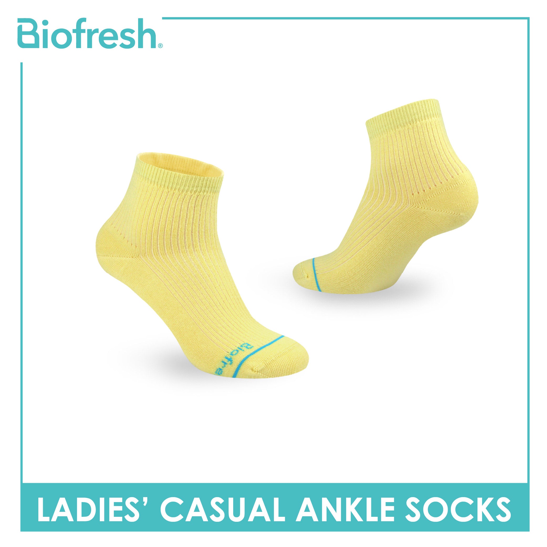 Biofresh Ladies' Antimicrobial Cotton Lite Thin Casual Ankle Socks 1 pair in 1 pack RLC532