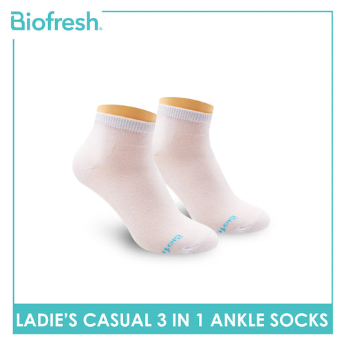 Biofresh Ladies' Antimicrobial Cotton Ankle Thin Casual Socks 3 pairs in a pack RLCKG32