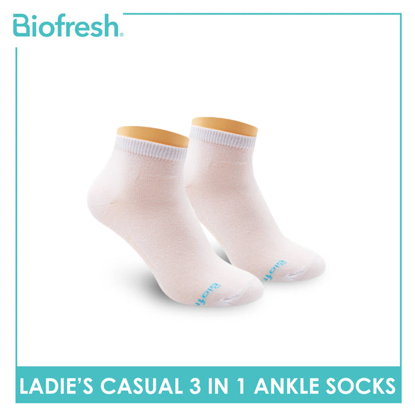 Biofresh Ladies Cotton Ankle Casual Socks 3 pairs in a pack RLCKG32