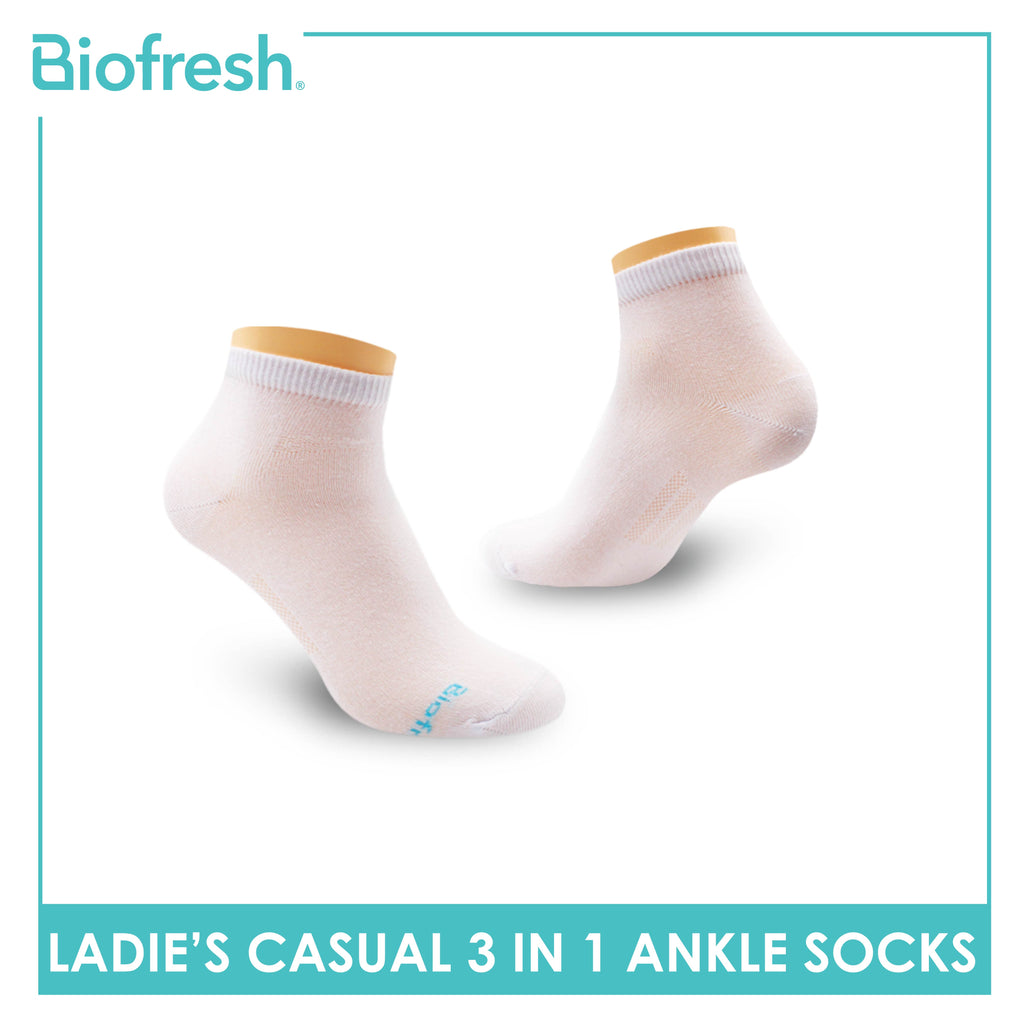 Biofresh Ladies Cotton Ankle Thin Casual Socks 3 pairs in a pack RLCKG32