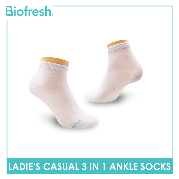 Biofresh Ladies Cotton Ankle Casual Socks 3 pairs in a pack RLCKG32