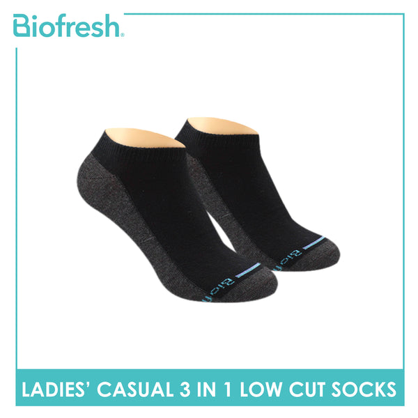 Biofresh Ladies Cotton Low Cut Thin Casual Socks 3 pairs in a pack RLCKG38