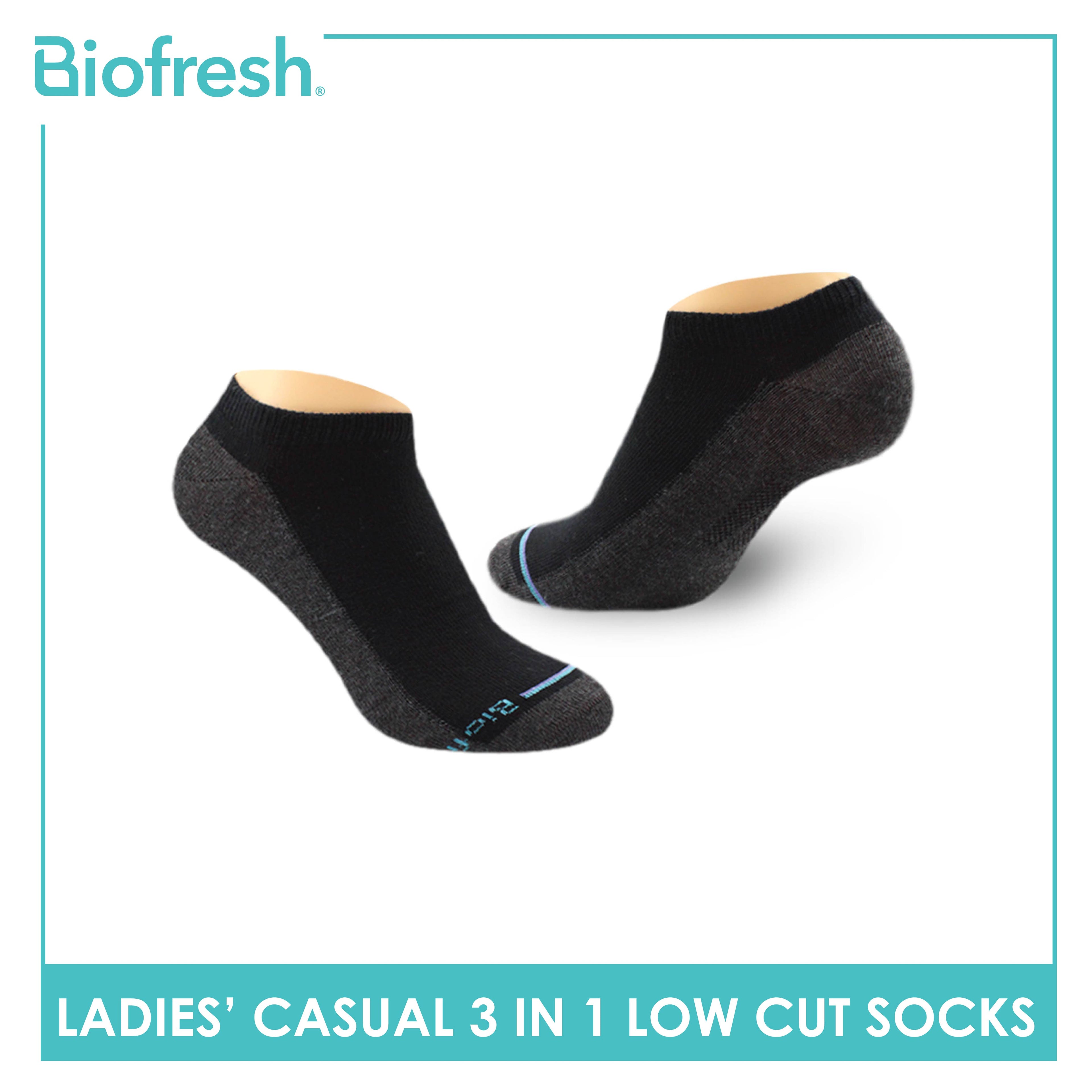 Biofresh Ladies Cotton Low Cut Thin Casual Socks 3 pairs in a pack RLCKG38