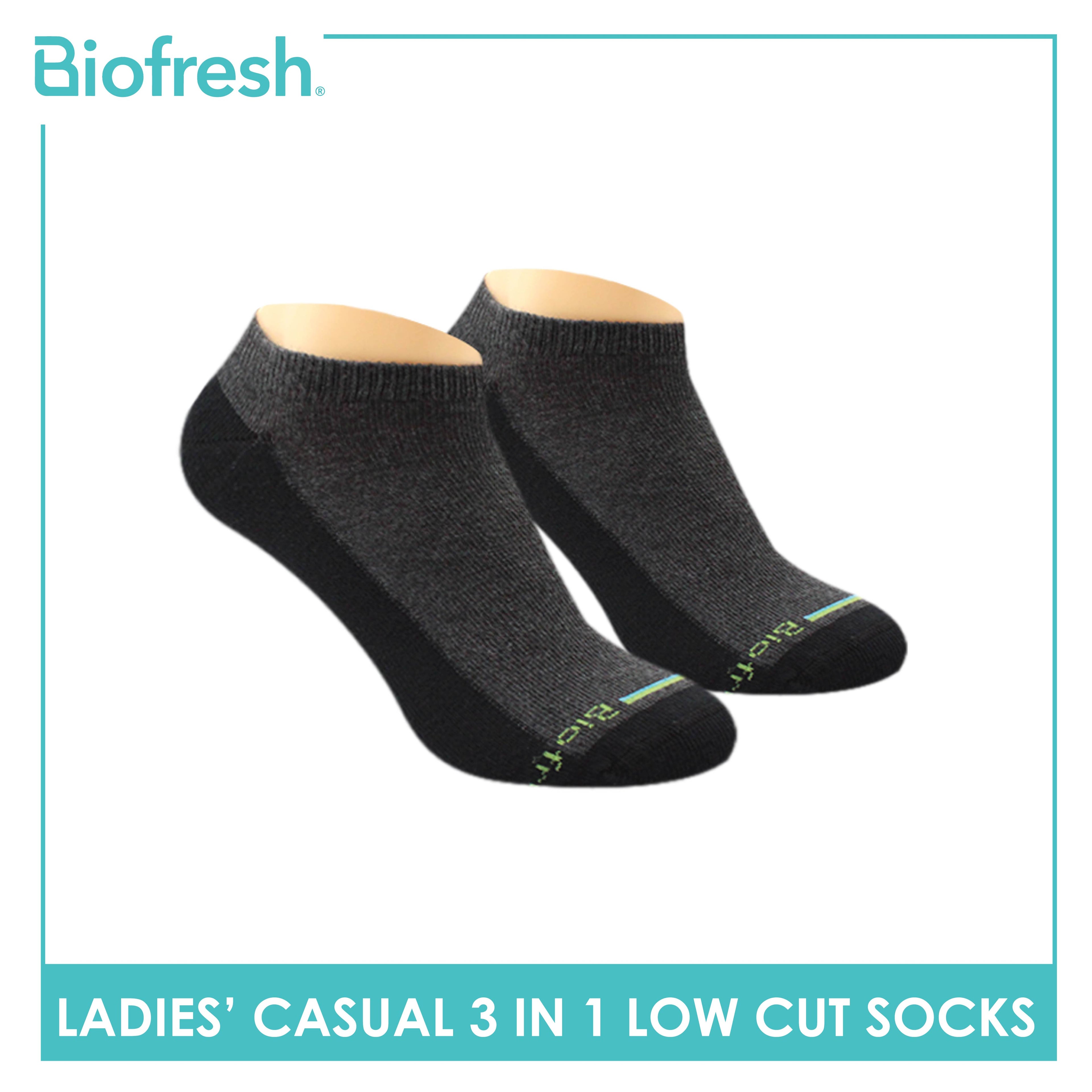 Biofresh Ladies Cotton Low Cut Thin Casual Socks 3 pairs in a pack RLCKG38