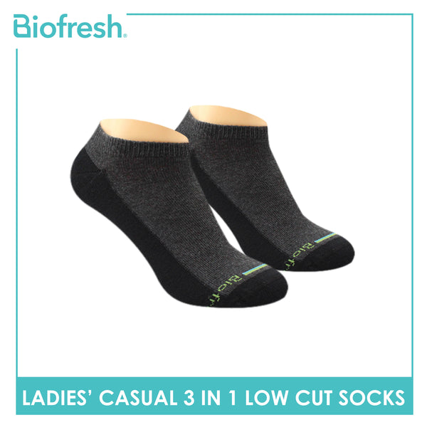 Biofresh Ladies Cotton Low Cut Thin Casual Socks 3 pairs in a pack RLCKG38