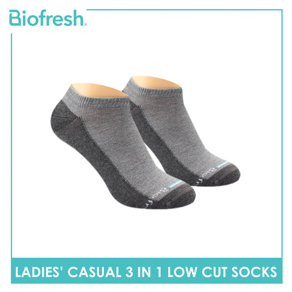 Biofresh Ladies Cotton Low Cut Thin Casual Socks 3 pairs in a pack RLCKG38