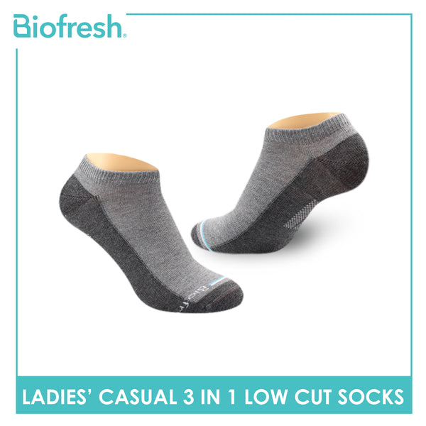 Biofresh Ladies Cotton Low Cut Thin Casual Socks 3 pairs in a pack RLCKG38