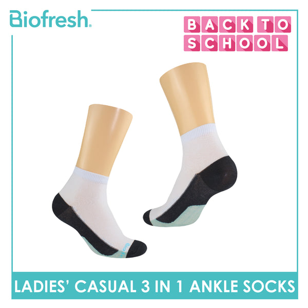 Biofresh Ladies’ Antimicrobial Lite Thin Casual Ankle Socks 3 pairs in a pack RLCKG39