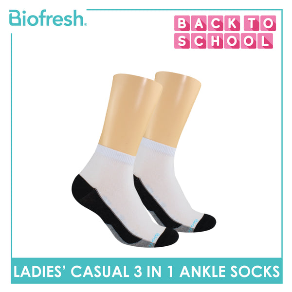 Biofresh Ladies’ Antimicrobial Lite Thin Casual Ankle Socks 3 pairs in a pack RLCKG39