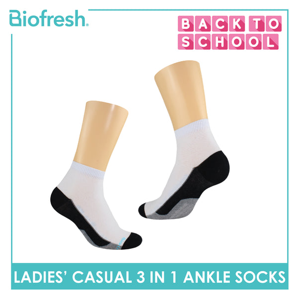 Biofresh Ladies’ Antimicrobial Lite Thin Casual Ankle Socks 3 pairs in a pack RLCKG39