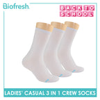 Biofresh Ladies' Antimicrobial Cotton Lite Thin Casual Crew Socks 3 pairs in a pack RLCKG40