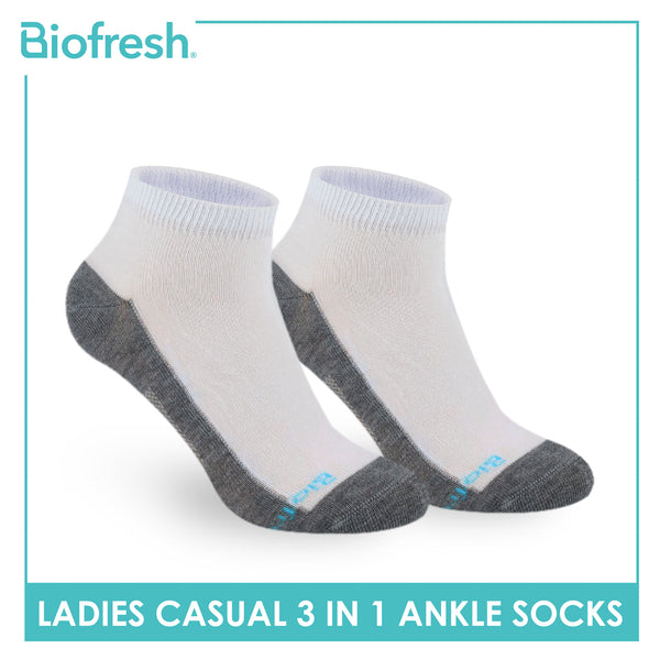 Biofresh Ladies' Antimicrobial Cotton Lite Thin Casual Ankle Socks 3 pairs in a pack RLCKG41