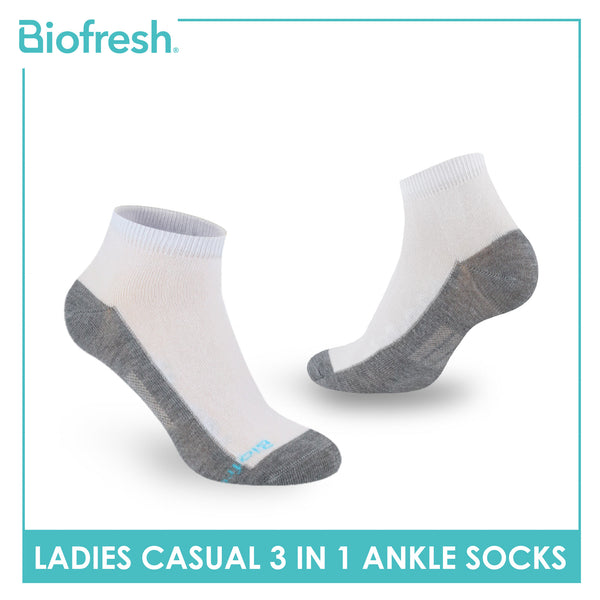 Biofresh Ladies' Antimicrobial Cotton Lite Thin Casual Ankle Socks 3 pairs in a pack RLCKG41