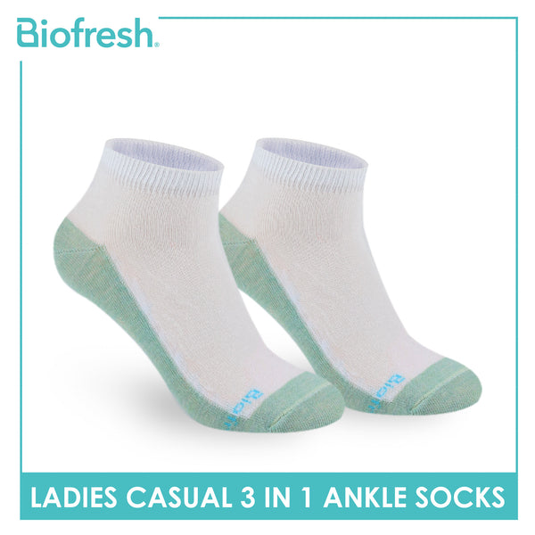 Biofresh Ladies' Antimicrobial Cotton Lite Thin Casual Ankle Socks 3 pairs in a pack RLCKG41