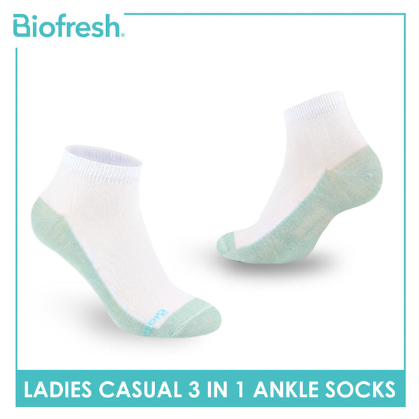 Biofresh Ladies' Antimicrobial Cotton Lite Thin Casual Ankle Socks 3 pairs in a pack RLCKG41