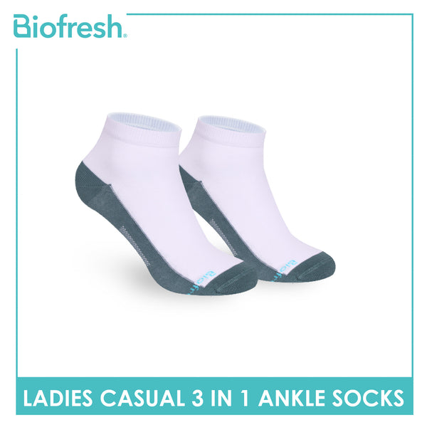 Biofresh Ladies' Antimicrobial Cotton Lite Thin Casual Ankle Socks 3 pairs in a pack RLCKG41