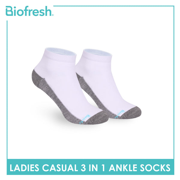 Biofresh Ladies' Antimicrobial Cotton Lite Thin Casual Ankle Socks 3 pairs in a pack RLCKG41
