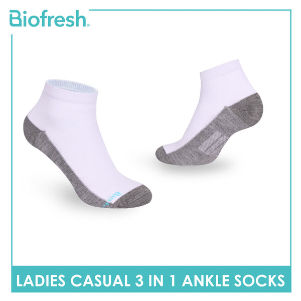 Biofresh Ladies' Antimicrobial Cotton Lite Thin Casual Ankle Socks 3 pairs in a pack RLCKG41