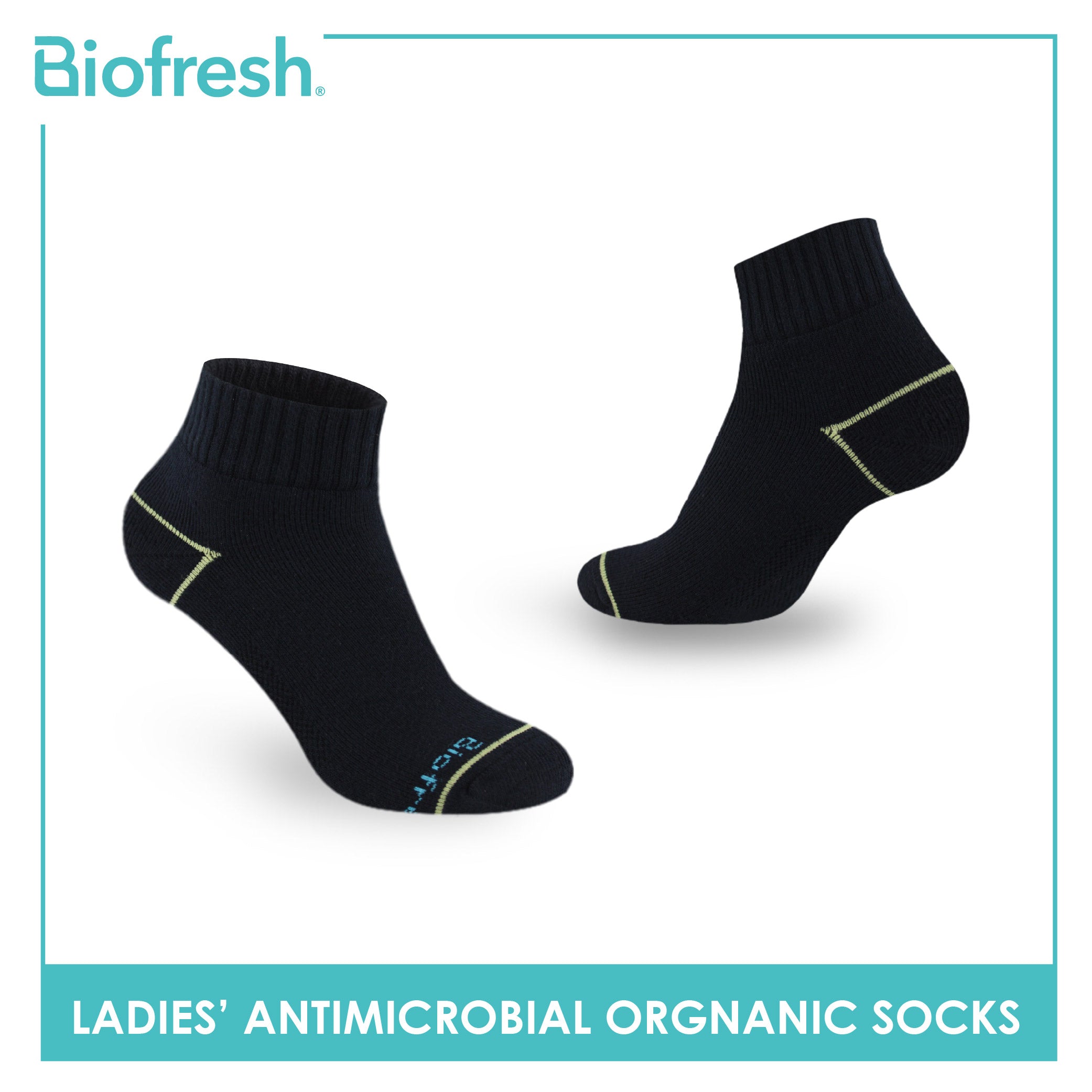 Biofresh Ladies’ Antimicrobial Organic Scent Cotton Extreme Performance Ankle Socks RLSG1101