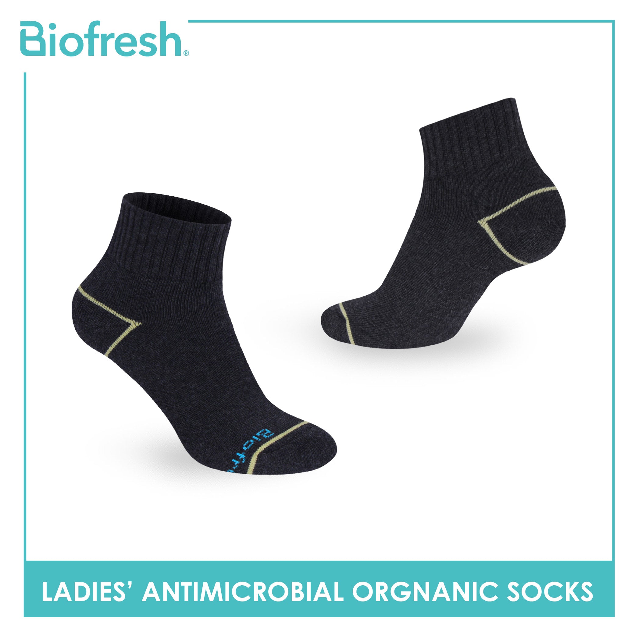 Biofresh Ladies’ Antimicrobial Organic Scent Cotton Extreme Performance Ankle Socks RLSG1101